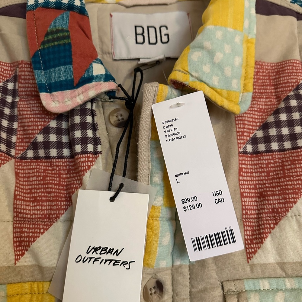 BDG Multicolor Geometric Patchwork Jacket size La… - image 2